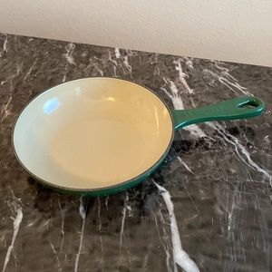 LeCreuset Enameled Cast Iron green skillet.